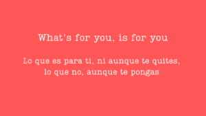What's for you is for you