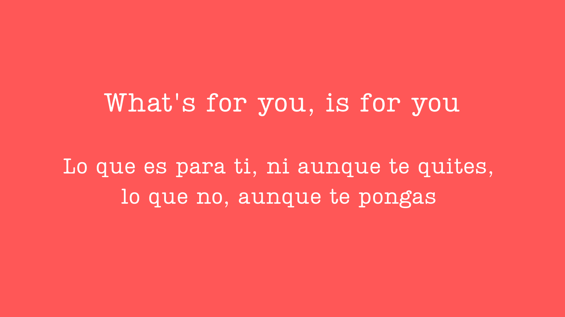 What's for you is for you